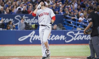 Apr 26, 2018; Toronto, Ontario, CAN; Boston Red Sox right fielder J.D. Martinez (28) celebrates after hitting a three run home run in the fifth inning during a game against the Toronto Blue Jays at Rogers Centre. Mandatory Credit: Nick Turchiaro-USA TODAY Sports